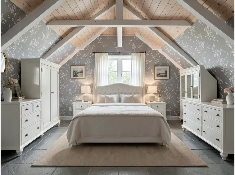 camera da letto mansardata shabby chic
