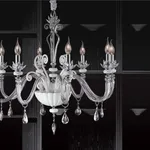 Lampadario pendente in cristallo bianco