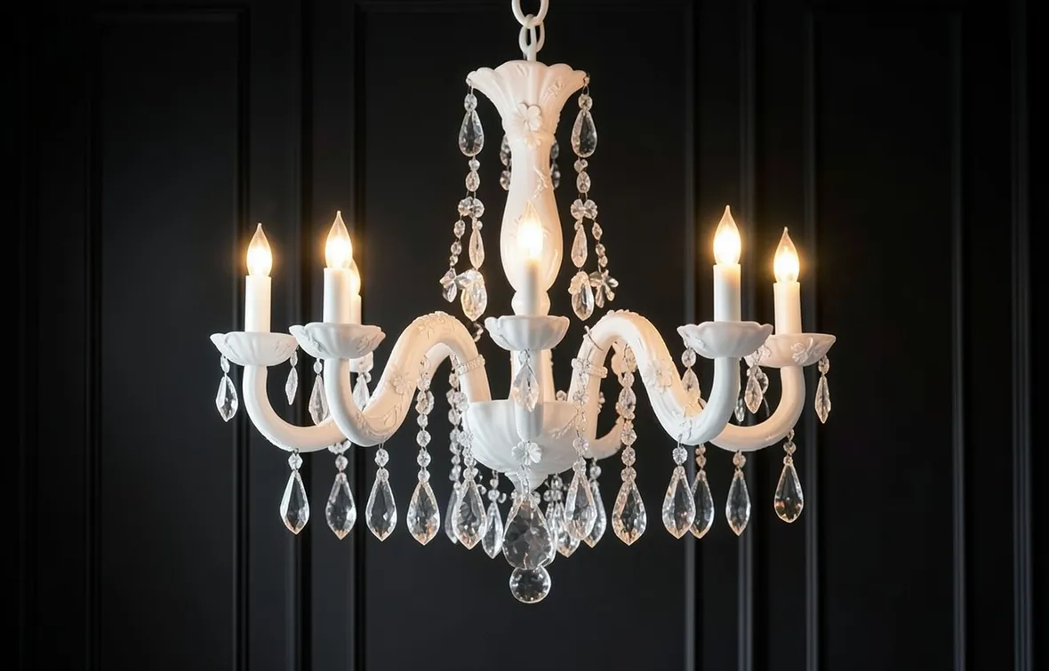 Lampadario pendente in cristallo bianco