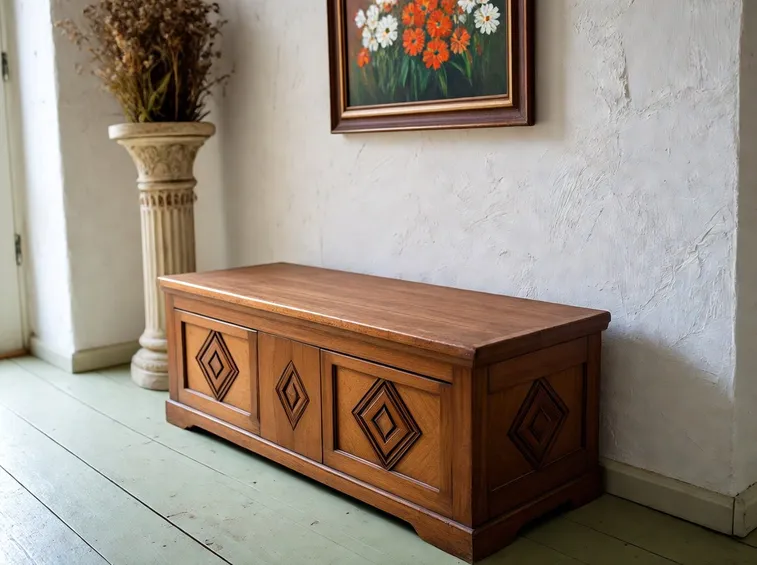 Cassapanca come complemento d'arredo.