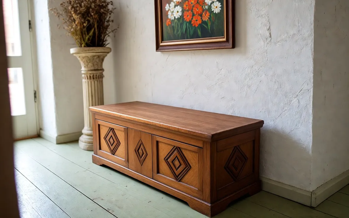 Cassapanca come complemento d'arredo.