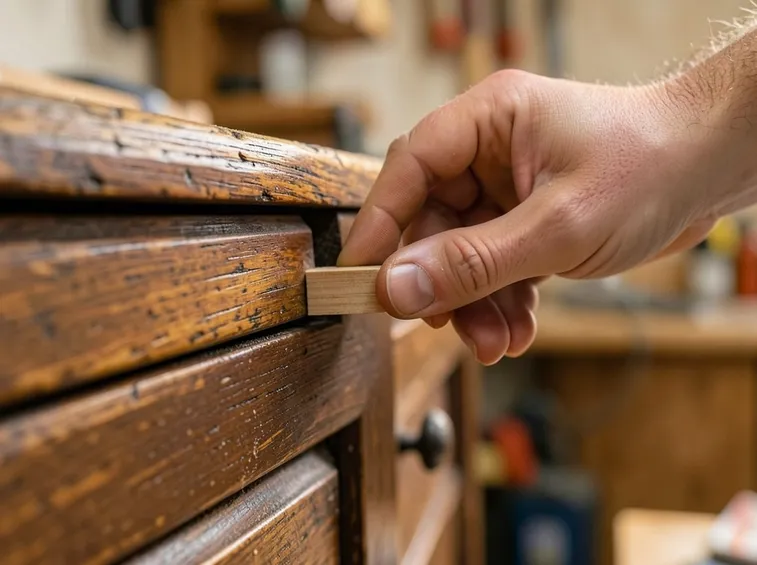 Una fase del restauro legno