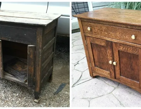 Mobile prima e dopo il restauro