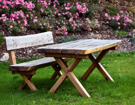 Tavolo per picnic in legno grezzo
