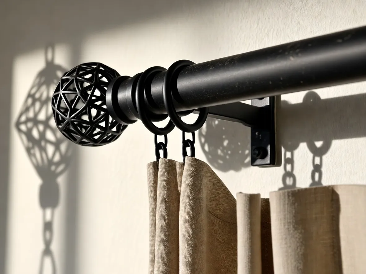 Reggitenda moderno con bastone in metallo