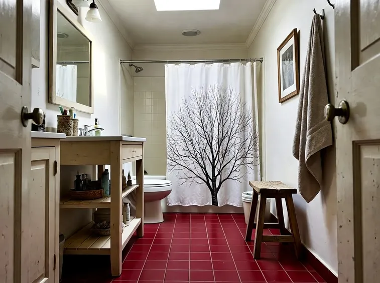 Tenda doccia con albero