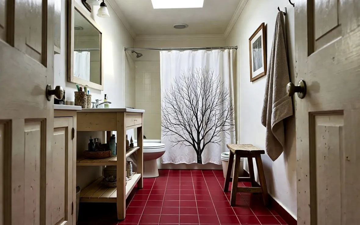 Tenda doccia con albero