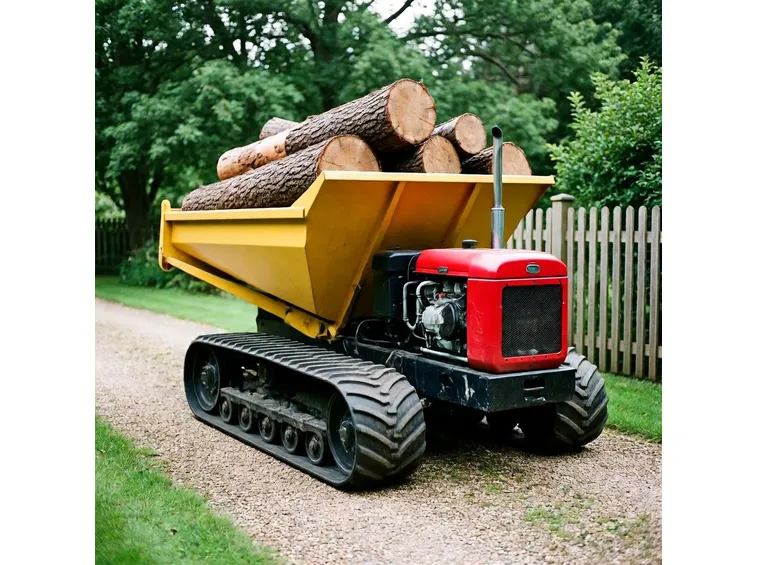 Carriola con tronchi d'albero
