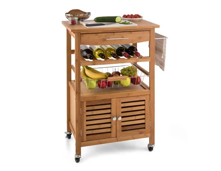 Carrello da cucina dotato di spaziosi ripiani