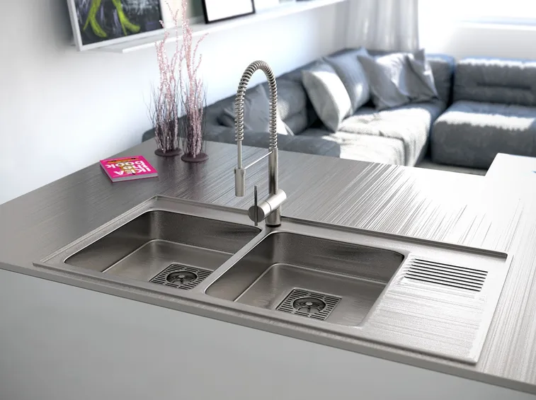 Lavello in acciaio moderno