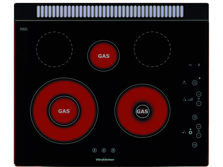 Piano cottura in vetroceramica a gas