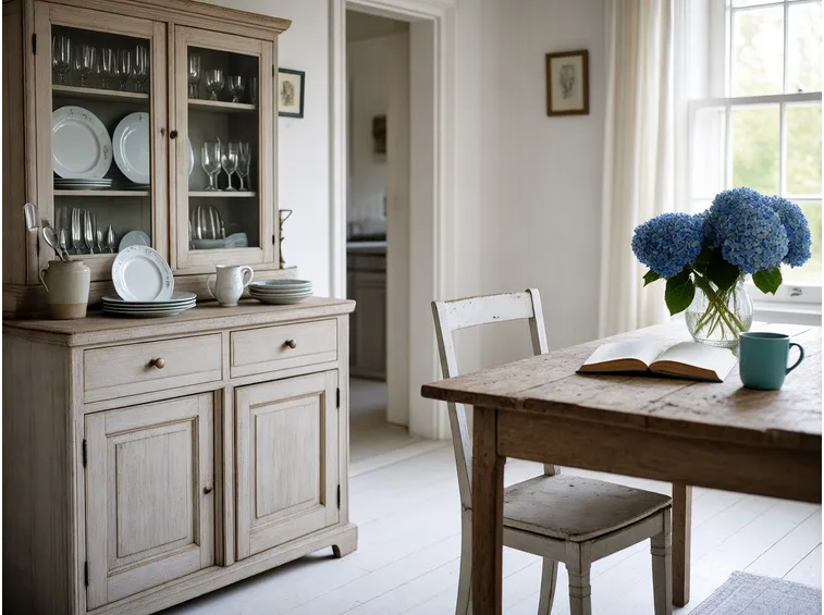 Cucina con credenza in stile shabby chic