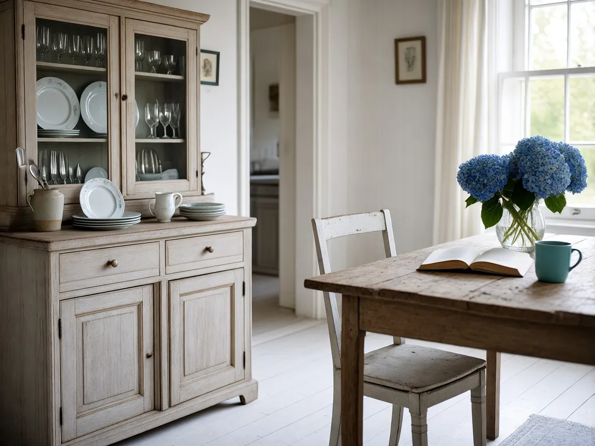 Cucina con credenza in stile shabby chic