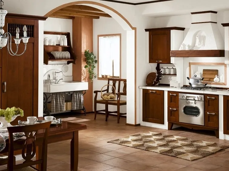 cucina in muratura e legno