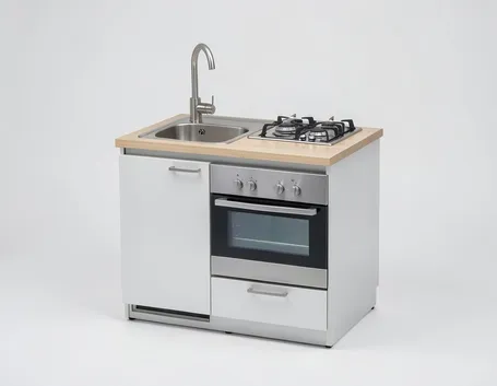 Cucina monoblocco in acciaio