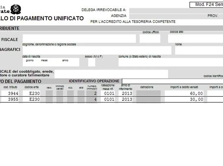 Modello F24 Tares compilato