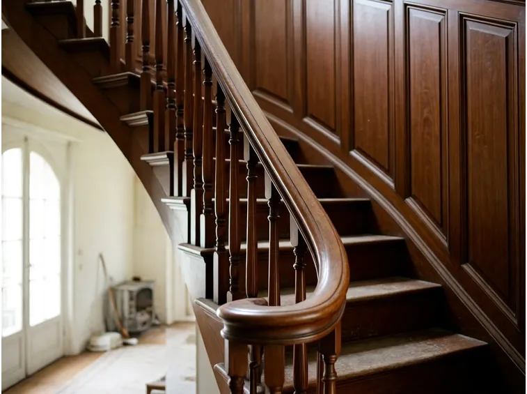 Scalinata con corrimano in legno