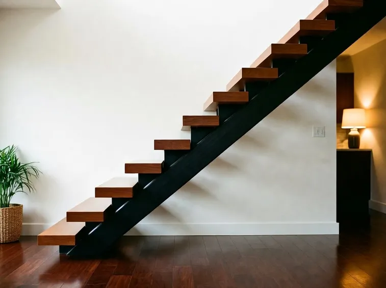 Scala a sbalzo con gradini in legno