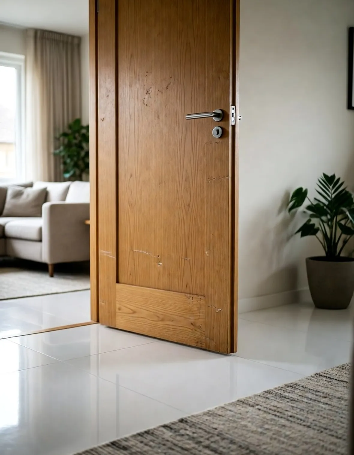 Porta in legno dalle linee semplici