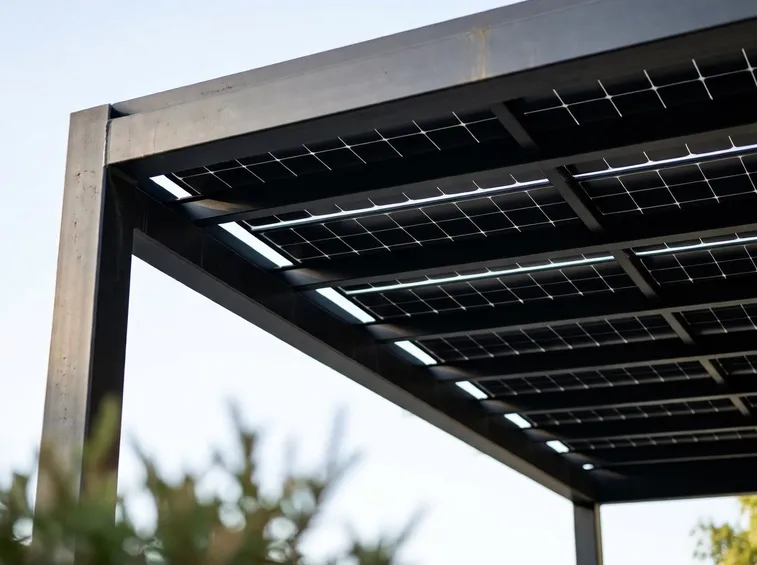 Pensilina con fotovoltaico integrato
