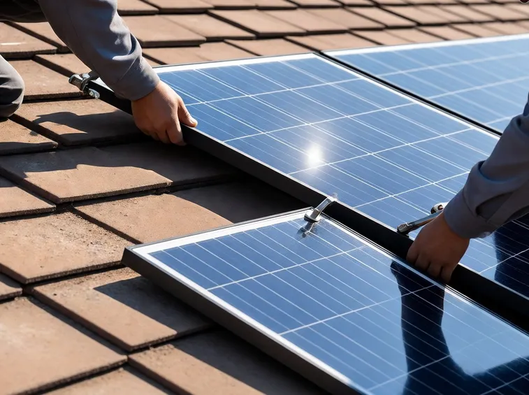 Installatore fotovoltaico a lavoro