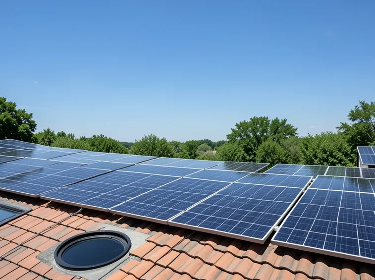 pannell fotovoltaico sul tetto di un edificio