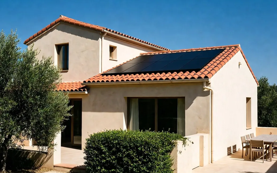 Casa con impianto fotovoltaico