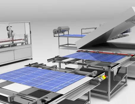 Linea di produzione dei pannelli fotovoltaici