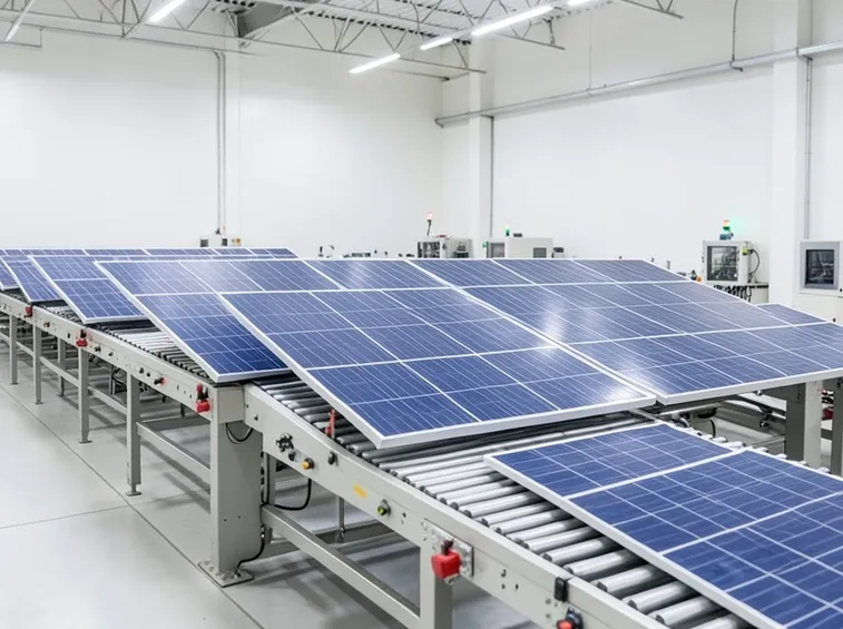 Linea di produzione dei pannelli fotovoltaici