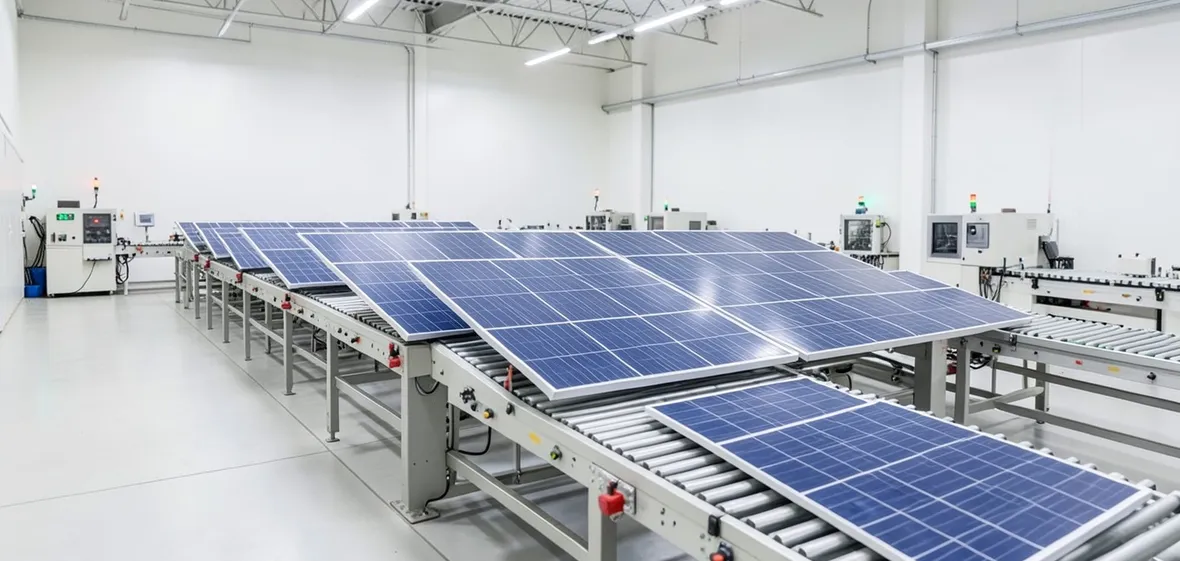 Linea di produzione dei pannelli fotovoltaici
