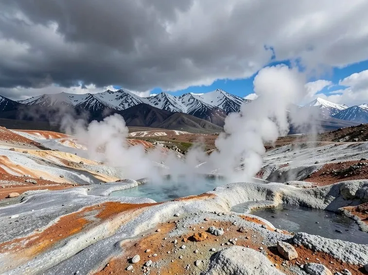 Fonte geotermica in superficie