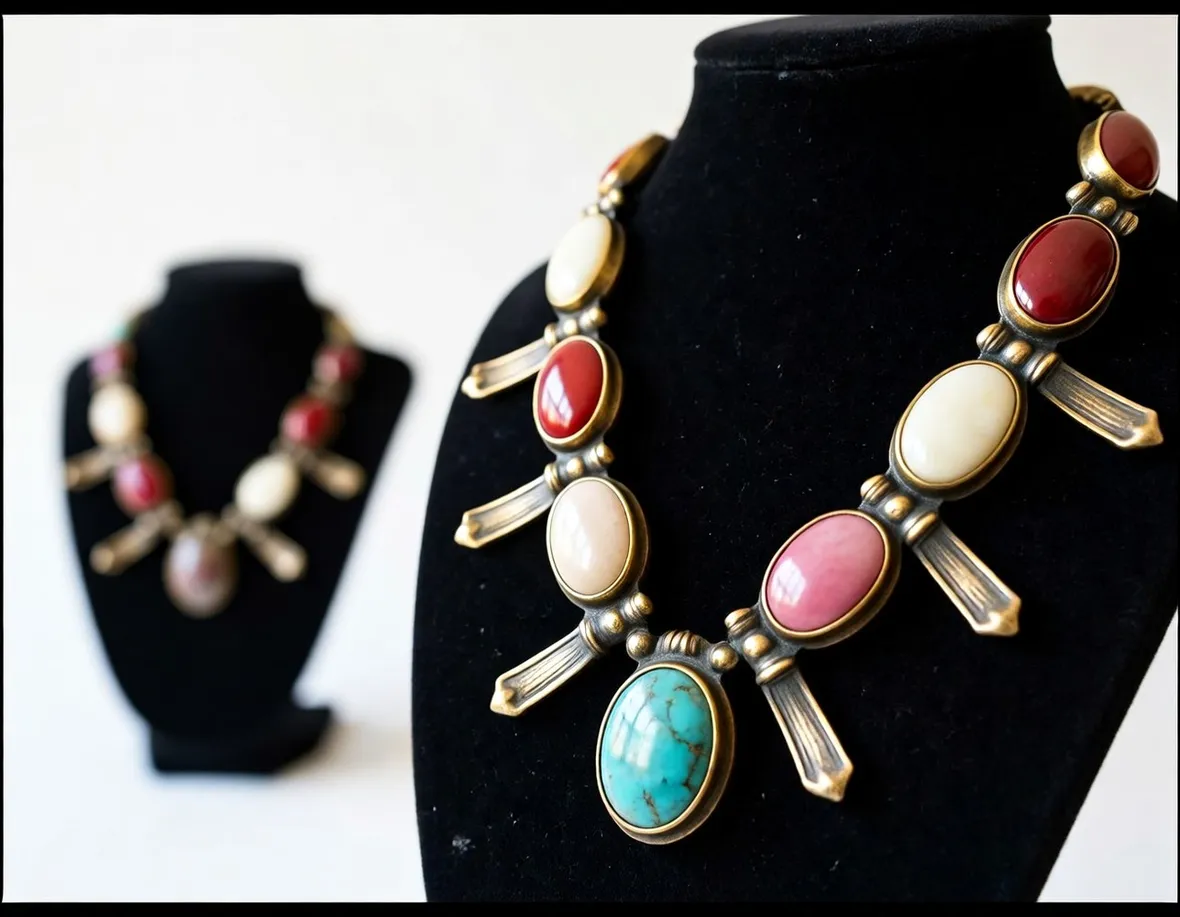 collana d'argento con cabochon