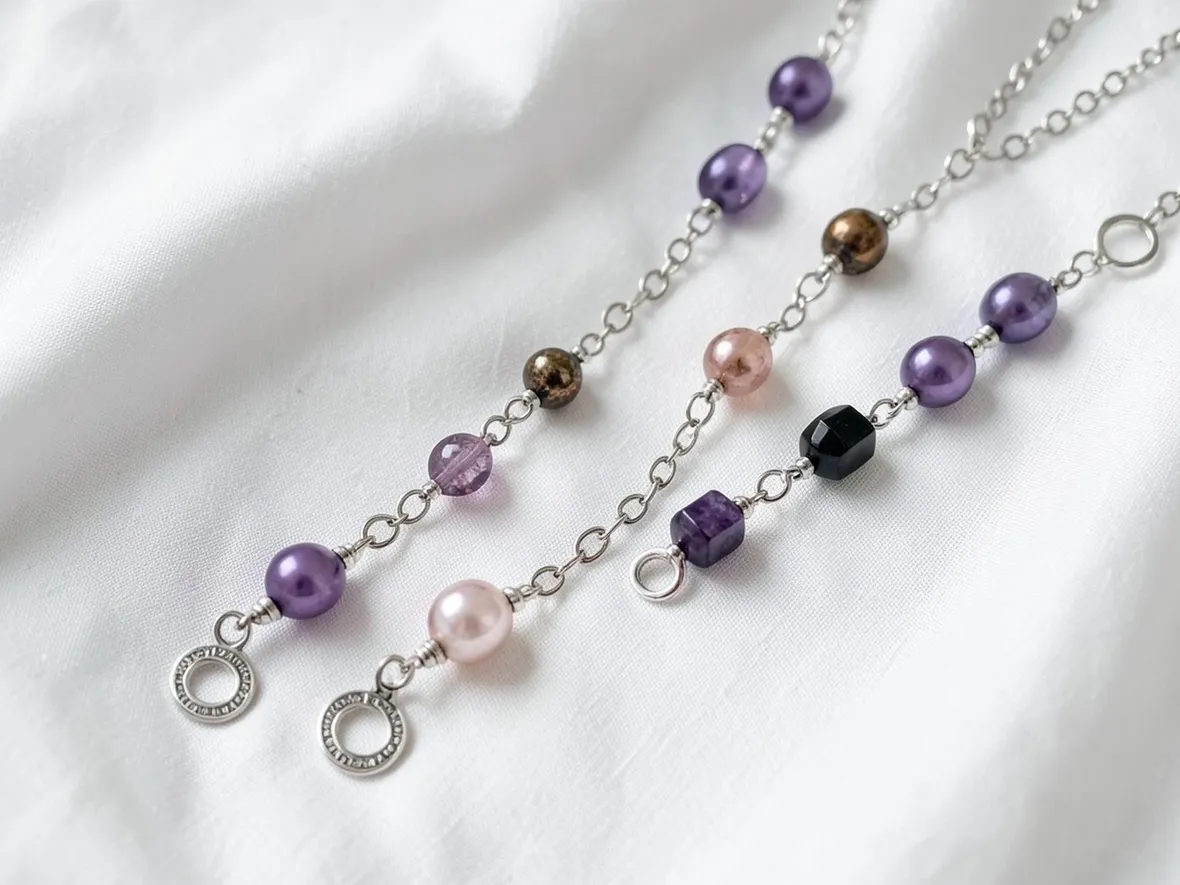 Collana metallo e perline