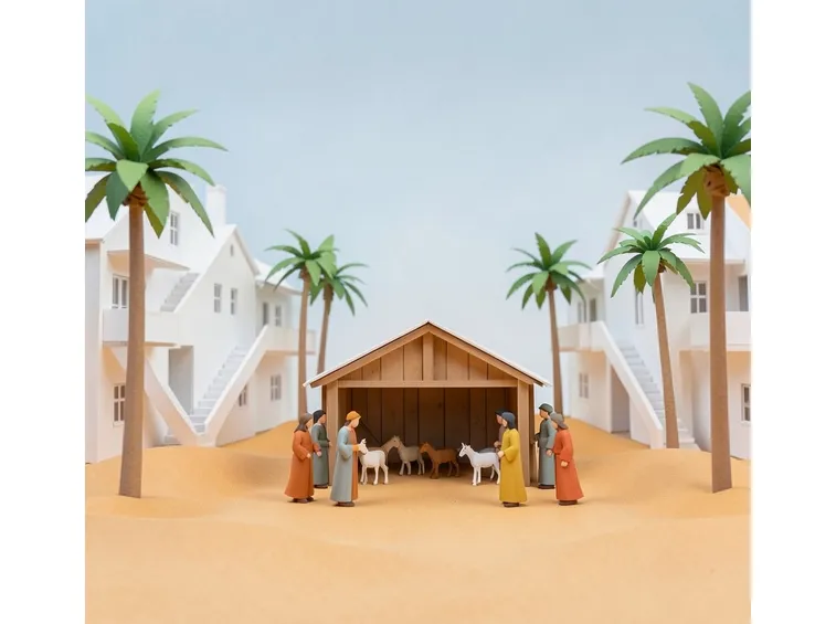 Un presepe realizzato con il papercraft