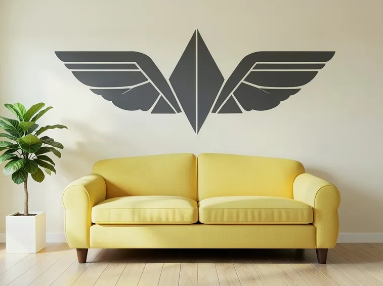 Una parete decorata con la decalcomania