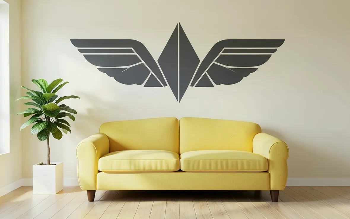 Una parete decorata con la decalcomania