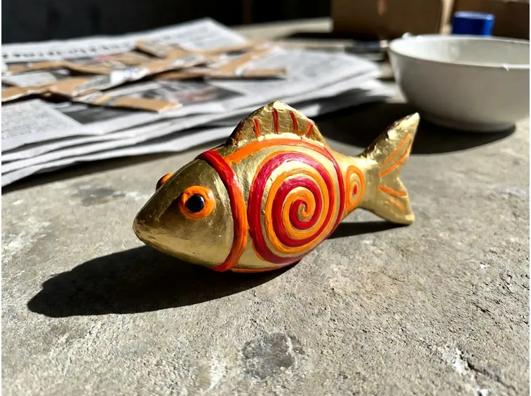 Pesce colorato di carta pesta