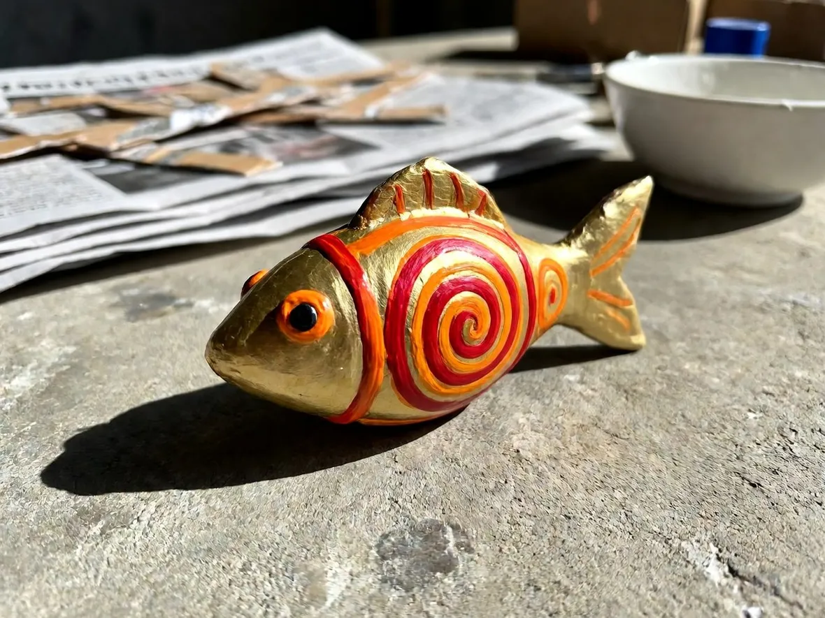 Pesce colorato di carta pesta