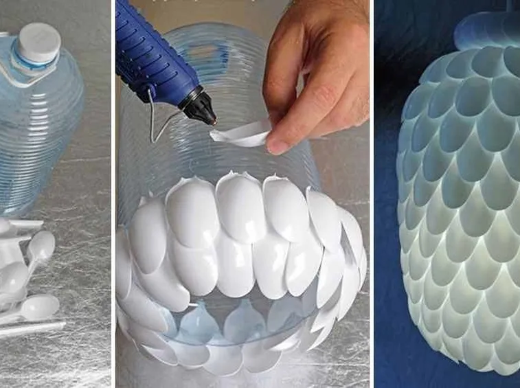 Lampada con materiale da riciclo