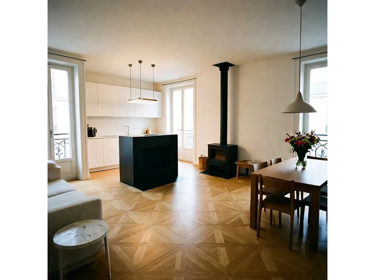 Zona giorno con parquet