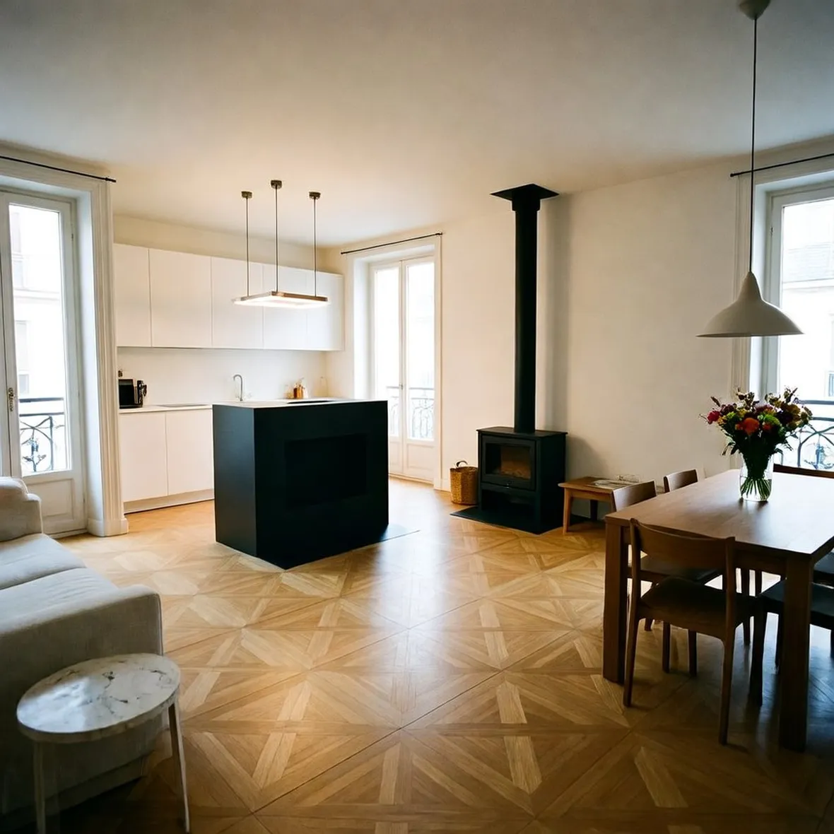 Zona giorno con parquet