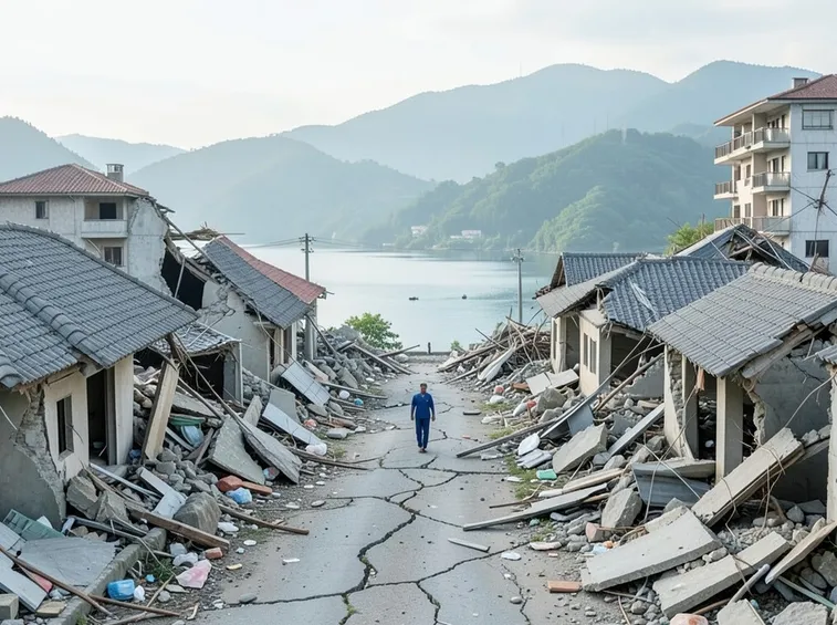 Città colpita da terremoto