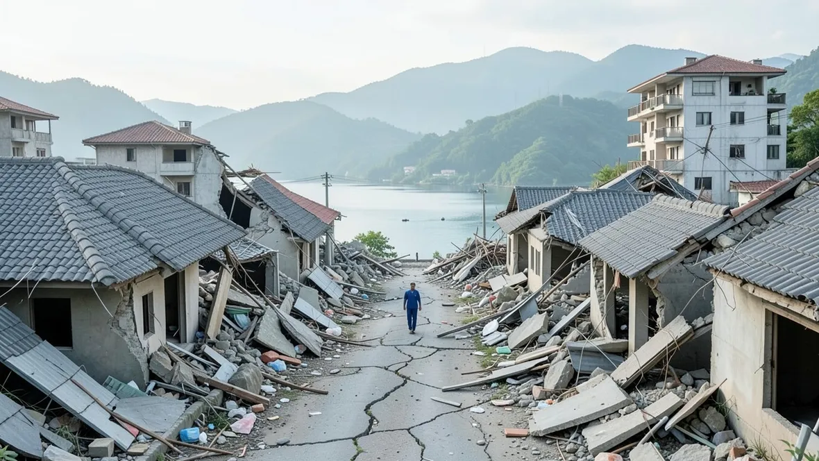 Città colpita da terremoto