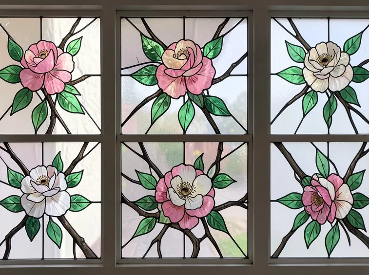 Vetrate decorate con fiori