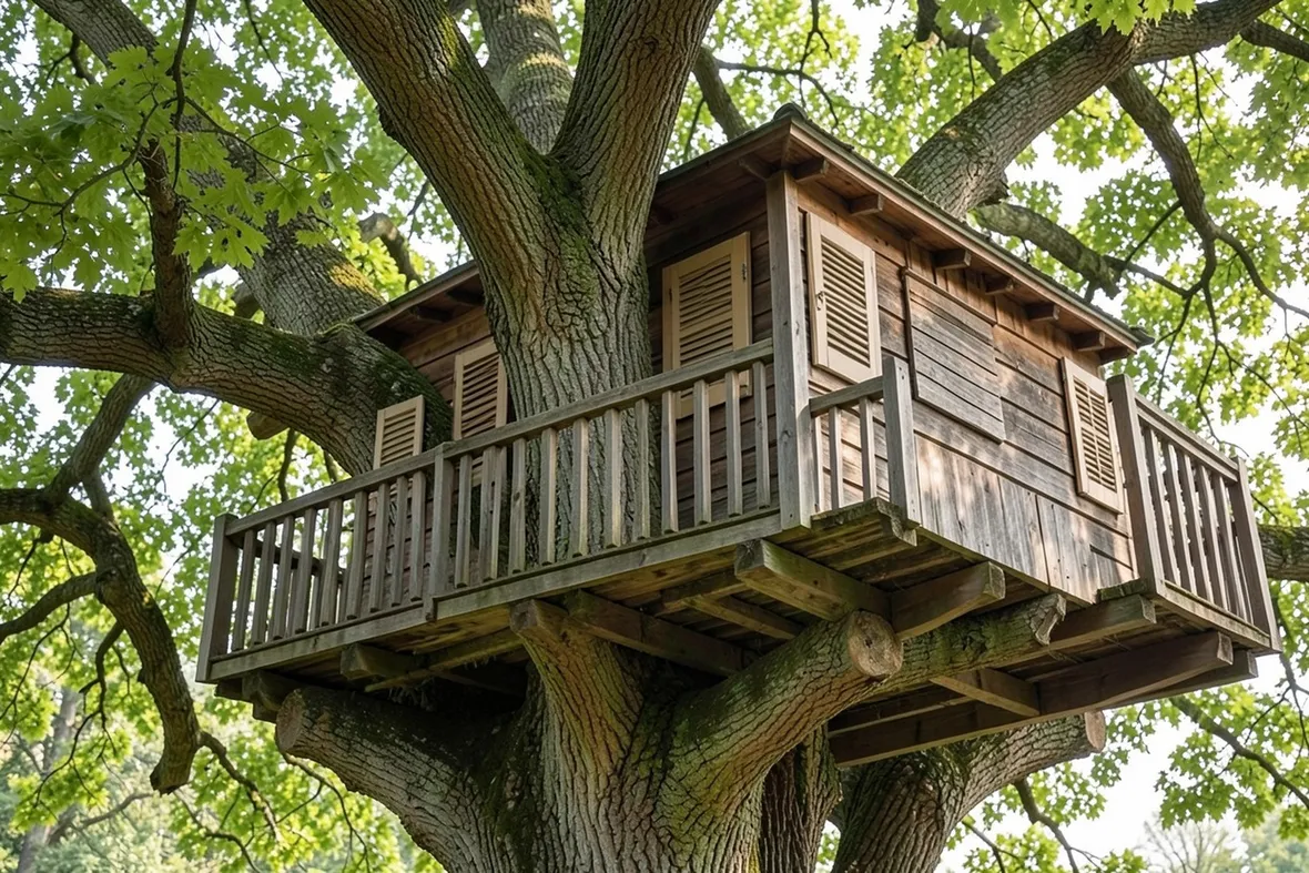 Casa sull'albero con rami