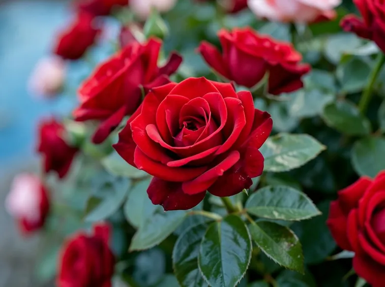 Pianta di rosa fiorita