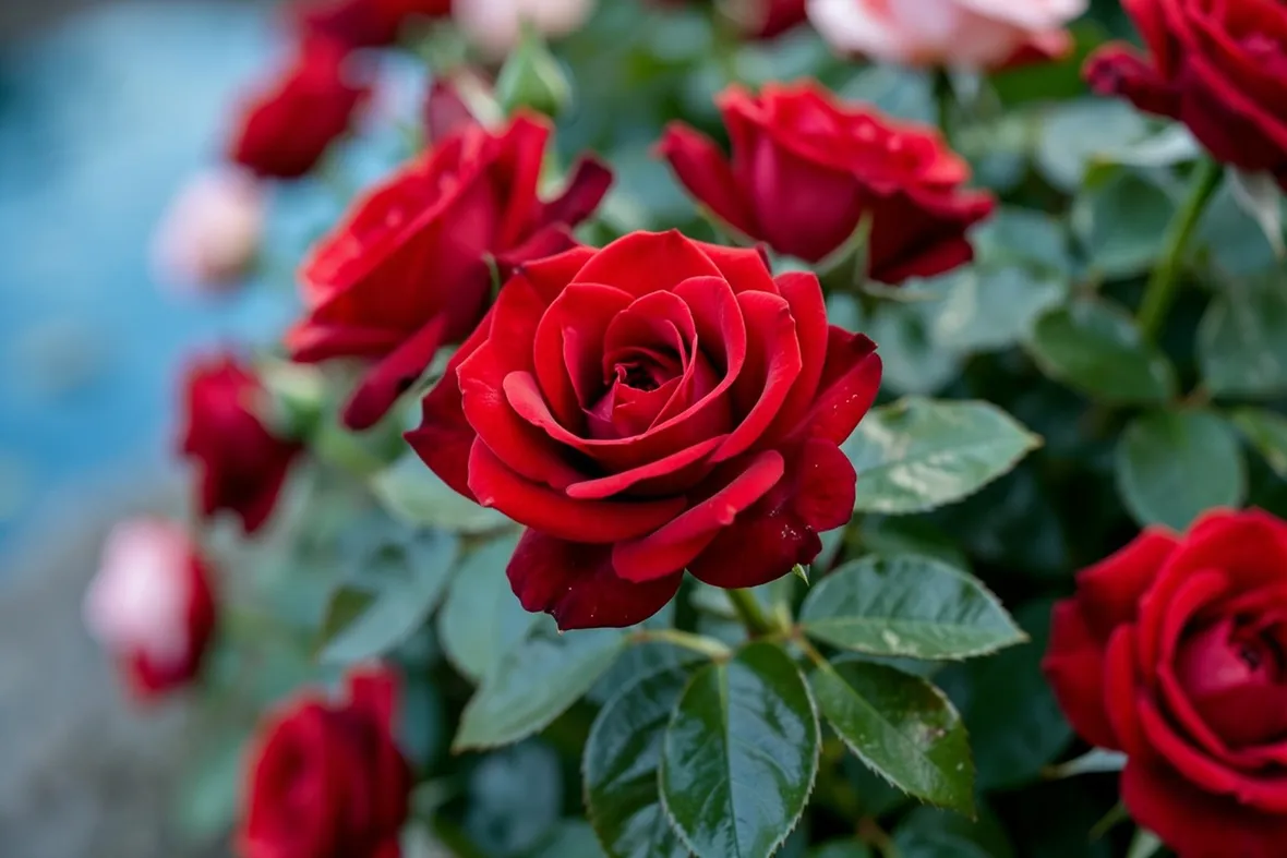 Pianta di rosa fiorita