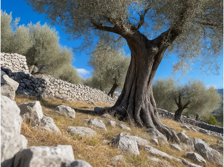 L'albero di olivo nel verde