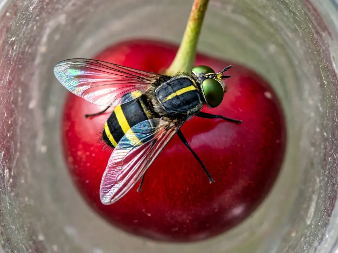 Una mosca del ciliegio