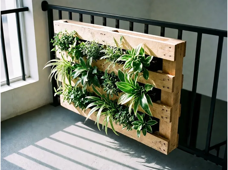 Giardino verticale realizzato con pallet